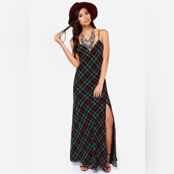 Lovers + Friends Maybe Tomorrow Tartan Plaid Maxi Dress Size Small - Picture 1 of 11